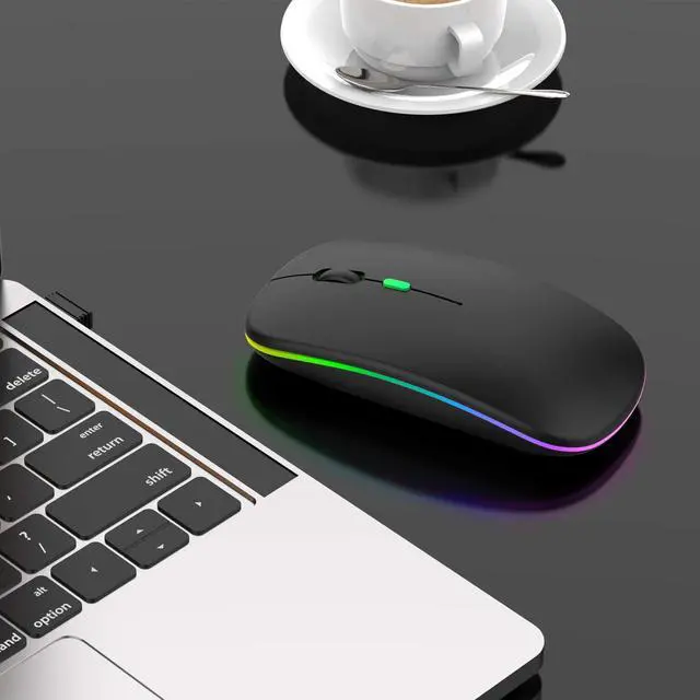 Alt view image 7 of 7 - LED Bluetooth Wireless Mouse,Bluetooth Mouse for MacBook Pro,Bluetooth Mice for MacBook Air,Rechargeable Wireless Mouse for MacBook, Laptop, Mac,ipad,ipad Pro (Black)
