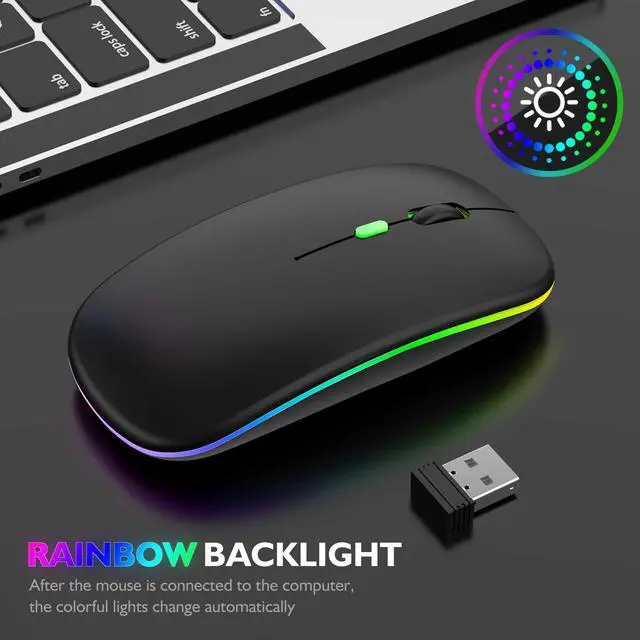 Alt view image 4 of 7 - LED Bluetooth Wireless Mouse,Bluetooth Mouse for MacBook Pro,Bluetooth Mice for MacBook Air,Rechargeable Wireless Mouse for MacBook, Laptop, Mac,ipad,ipad Pro (Black)