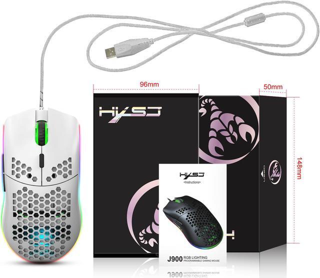 Alt view image 7 of 7 - TROPRO Programmable RGB Gaming Mouse, 6 DPI (1000/1600/2400/3200/4800/6400) 96g Ultra Lightweight Honeycomb Optical LED Wired Mouse with Programmable 6 Keys RGB Marquee Effect Light