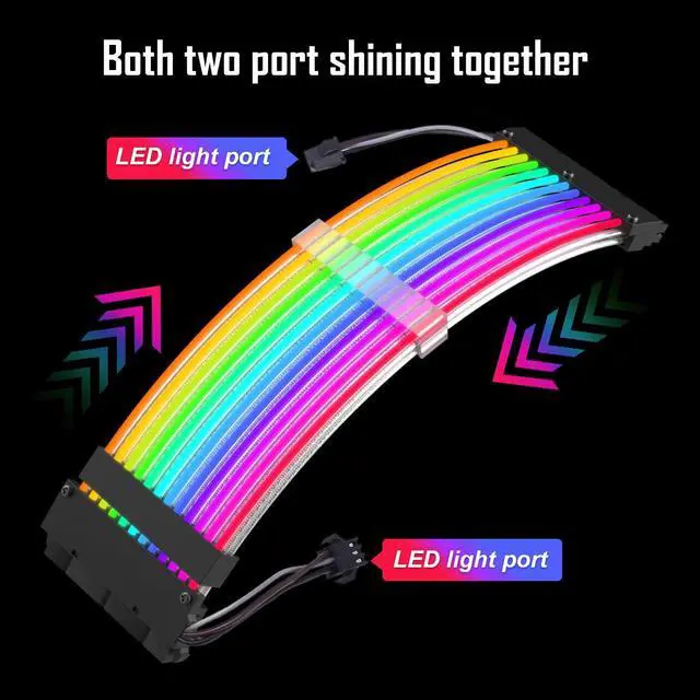 Alt view image 2 of 7 - TROPRO RGB Power Extension Cable 24 Pin ATX with Controller for Cable Management (New RGB)