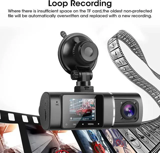 Alt view image 8 of 7 - Dual Dash Cam Hardwire Kit Included FHD 1080p+1080p Front Inside Cabin Car Camera Driving Recorder with Infrared Night Vision WDR G-Sensor Loop Recording for Taxi Rideshare