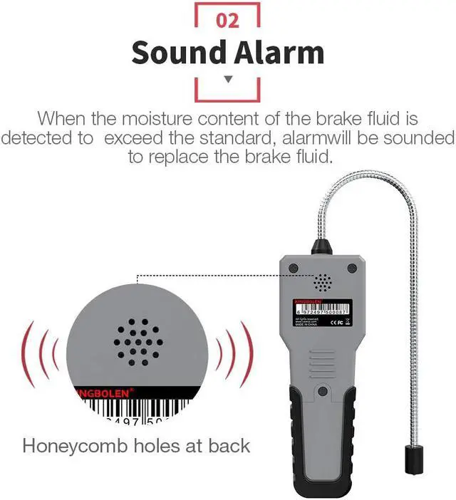 Alt view image 4 of 7 - TROPRO Brake Fluid Tester, High Precision Car Brake Fluid Detector, Hydraulic Fluid/Liquid/Oil Moisture Analyzer with LCD Screen Audible Alarm DOT3 DOT4 DOT5.1 Tester