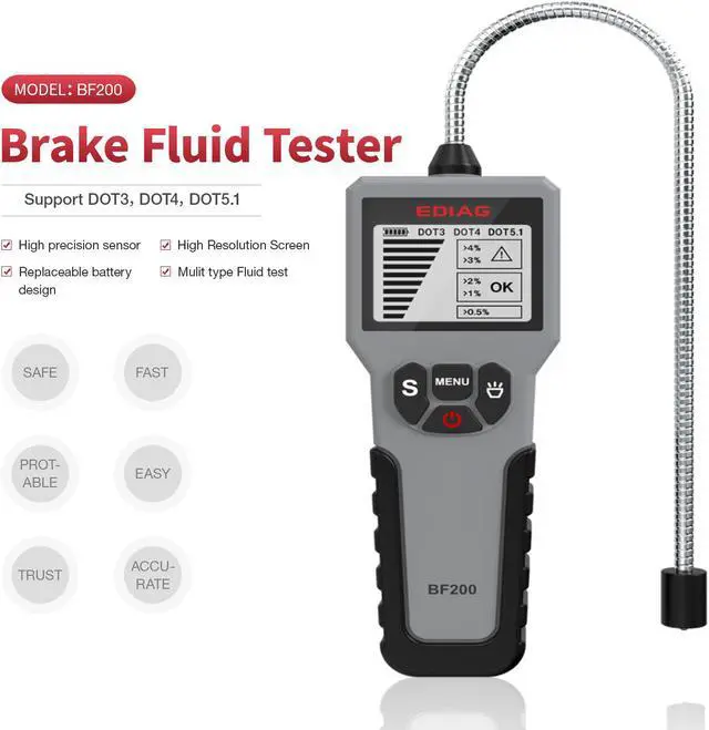 Main image of TROPRO Brake Fluid Tester, High Precision Car Brake Fluid Detector, Hydraulic Fluid/Liquid/Oil Moisture Analyzer with LCD Screen Audible Alarm DOT3 DOT4 DOT5.1 Tester