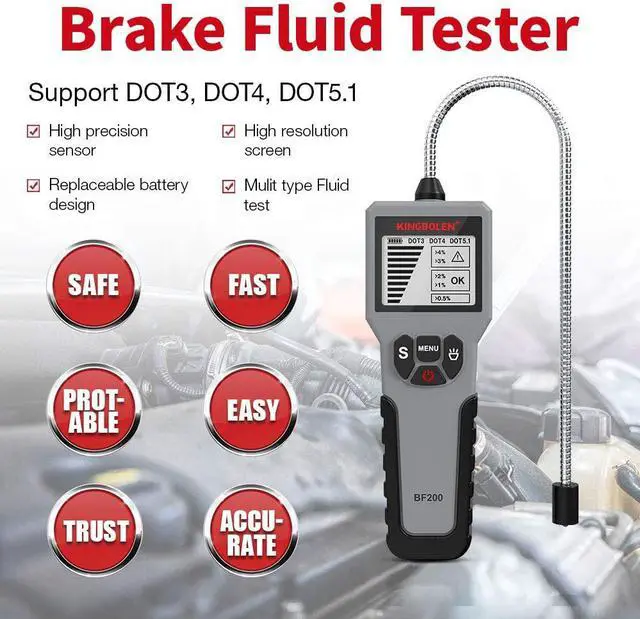 Alt view image 6 of 7 - TROPRO Brake Fluid Tester, High Precision Car Brake Fluid Detector, Hydraulic Fluid/Liquid/Oil Moisture Analyzer with LCD Screen Audible Alarm DOT3 DOT4 DOT5.1 Tester