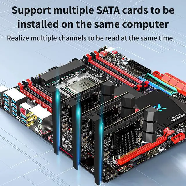 Alt view image 4 of 7 - TROPRO PCIe SATA Card 10 Port with 6 SATA Cables and 2 SATA Power Splitter Cables, SATA Controller Expansion Card with Standard Profile Bracket, 6Gbps PCIe to SATA 3.0 PCI-E X4 Host Controller Card