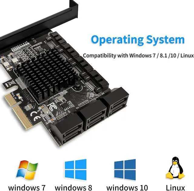 Alt view image 6 of 7 - TROPRO PCIe SATA Card 10 Port with 6 SATA Cables and 2 SATA Power Splitter Cables, SATA Controller Expansion Card with Standard Profile Bracket, 6Gbps PCIe to SATA 3.0 PCI-E X4 Host Controller Card