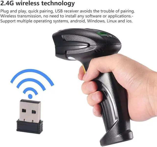 Alt view image 5 of 7 - Bluetooth Barcode Scanner, Compatible with 2.4G Wireless & Bluetooth Function & Wired Connection, Connect PC, CCD Bar Code Reader Work with Windows, Mac