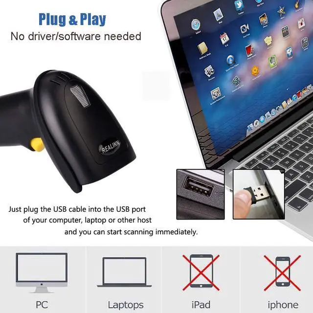 Alt view image 3 of 7 - Bluetooth Barcode Scanner, Compatible with 2.4G Wireless & Bluetooth Function & Wired Connection, Connect PC, CCD Bar Code Reader Work with Windows, Mac