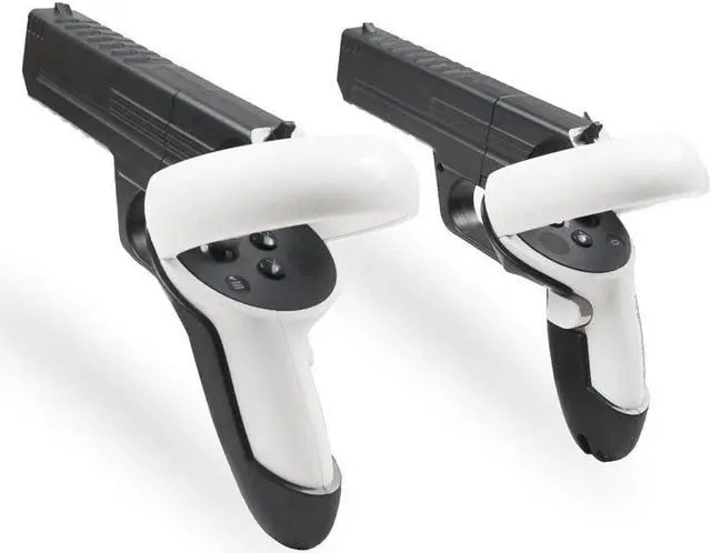 Alt view image 5 of 7 - TROPRO Pistol Grip for Oculus Quest 2 Controllers VR, Oculus 2 Gun Stock Accessories, Enhanced Shooting Gaming Experience, Best Gunstock, Compatible For Pistol Whip Operation (Black)