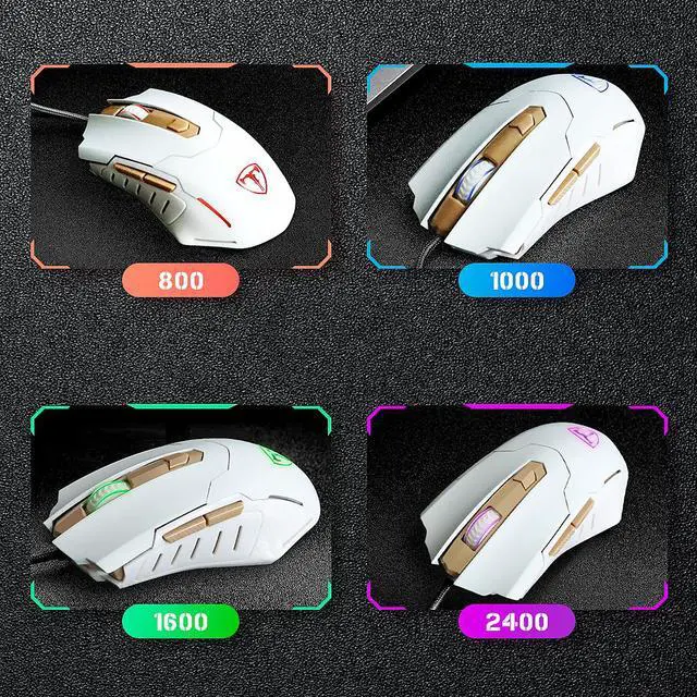 Alt view image 3 of 7 - TROPRO Gaming Mouse Wired Breathing Light Ergonomic Game USB Computer Mice Multicolor Gamer Desktop Laptop PC Gaming Mouse, 6 Buttons for Windows 7/8/10/XP Vista Linux, White