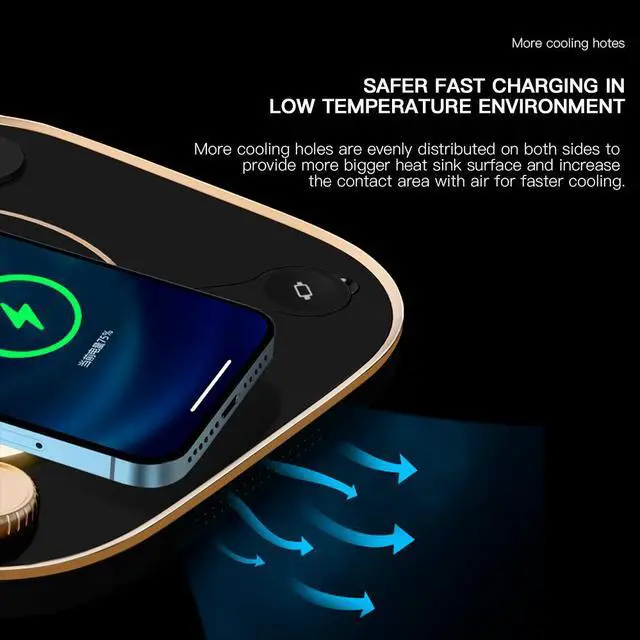 Alt view image 7 of 7 - 4 in 1 LED Desk Lamp with Wireless Charging Station for Multiple Devices Qi Wireless Certified Compatible with iPhone 13/12, 13/12 Pro, 13/12 Pro Max, 13/12 Mini, iWatch, Airpods 2/Pro with LED Light