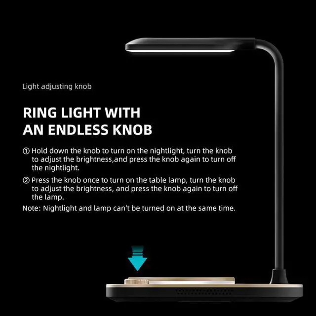 Alt view image 3 of 7 - 4 in 1 LED Desk Lamp with Wireless Charging Station for Multiple Devices Qi Wireless Certified Compatible with iPhone 13/12, 13/12 Pro, 13/12 Pro Max, 13/12 Mini, iWatch, Airpods 2/Pro with LED Light
