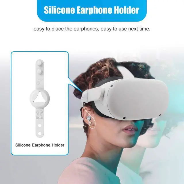 Alt view image 2 of 7 - TROPRO Noise Isolating Earbuds Earphones Custom Made for Oculus Quest 2 VR Headset, with 3D 360 Degree Sound in-Ear Headphones and Earphone Silicone Holders (White)