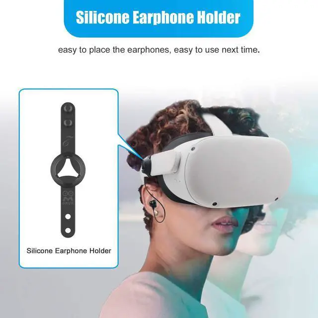 Alt view image 2 of 7 - TROPRO Noise Isolating Earbuds Earphones Custom Made for Oculus Quest 2 VR Headset, with 3D 360 Degree Sound in-Ear Headphones and Earphone Silicone Holders (Black)