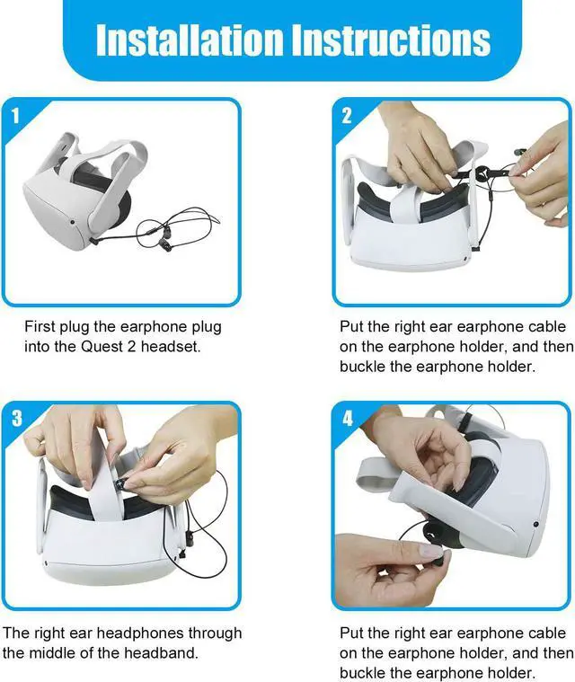 Alt view image 6 of 7 - TROPRO Noise Isolating Earbuds Earphones Custom Made for Oculus Quest 2 VR Headset, with 3D 360 Degree Sound in-Ear Headphones and Earphone Silicone Holders (Black)