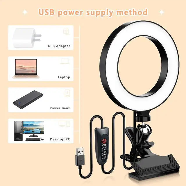 Alt view image 5 of 7 - 6.3'' Clip-on Ring Light , Selfie Ring Light for TikTok, YouTube Videos, Makeup, and Zooms, Led Ring Lamp with 3 Light Modes & 10 Brightness Level