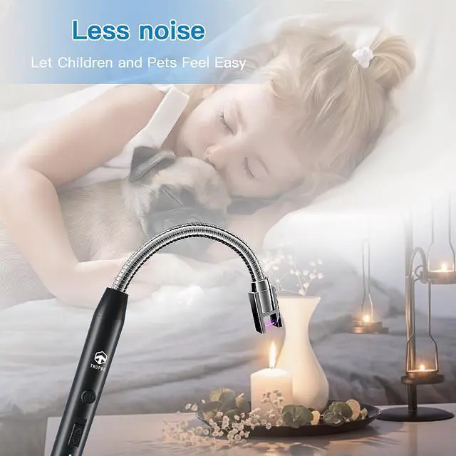 Alt view image 2 of 7 - Candle Lighter, TROPRO Electric Arc USB Lighter with Power Indicator, Rechargeable Flameless Portable Windproof Plasma Lighters Long, Triple Safety, Aluminum Case & Hanging Hook (Gloss Black)