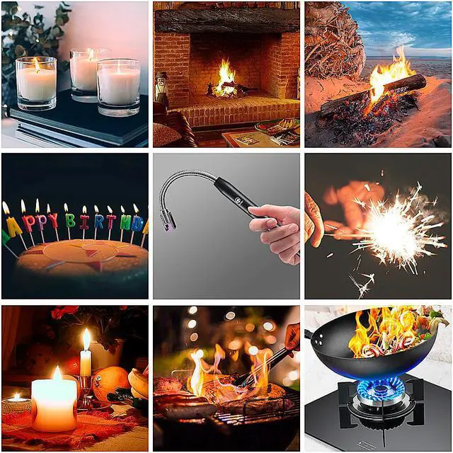 Alt view image 7 of 7 - Candle Lighter, TROPRO Electric Arc USB Lighter with Power Indicator, Rechargeable Flameless Portable Windproof Plasma Lighters Long, Triple Safety, Aluminum Case & Hanging Hook (Gloss Black)