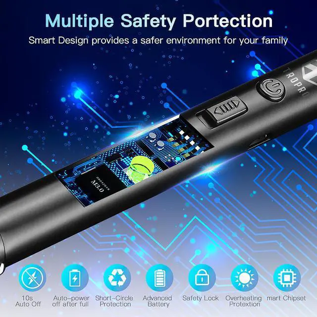 Alt view image 6 of 7 - Candle Lighter, TROPRO Electric Arc USB Lighter with Power Indicator, Rechargeable Flameless Portable Windproof Plasma Lighters Long, Triple Safety, Aluminum Case & Hanging Hook (Gloss Black)