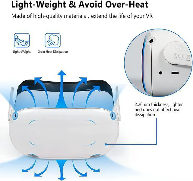 Alt view image 3 of 7 - METORY Transparent Front Protective VR Scratch-Resistant Shell,Cover for Oculus Quest 2 - Protects Cameras, Protector Accessories Set,Dust-Proof,Water Proof & Anti-Fall (2.26mm,Hard Case)