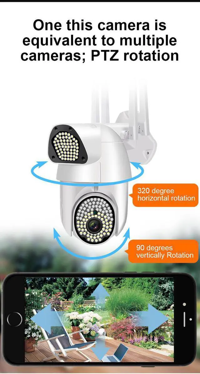 Alt view image 7 of 7 - 1080P HD Wifi Security Camera 135Pcs LED Light IP Camera with PIR Alarm Remote Monitor, 360 Night Vision Support Voice Intercom Waterproof