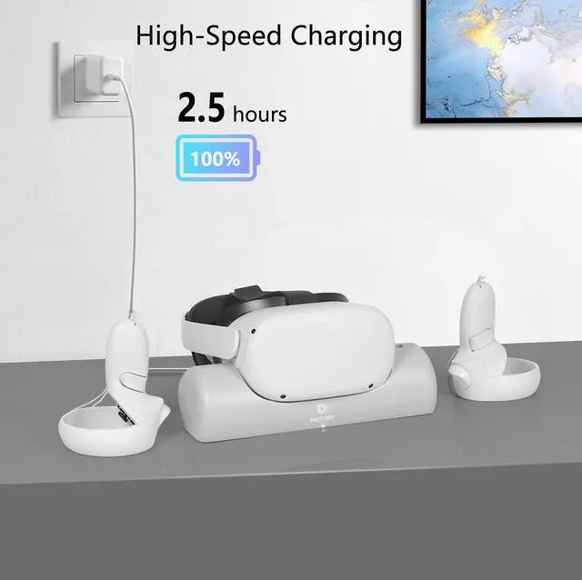 Alt view image 7 of 7 - METORY Charging Dock for Oculus Quest 2, Fast Charging Station with Magnetic Connector & USB C Charging Cable, Oculus Quest 2 Accessories