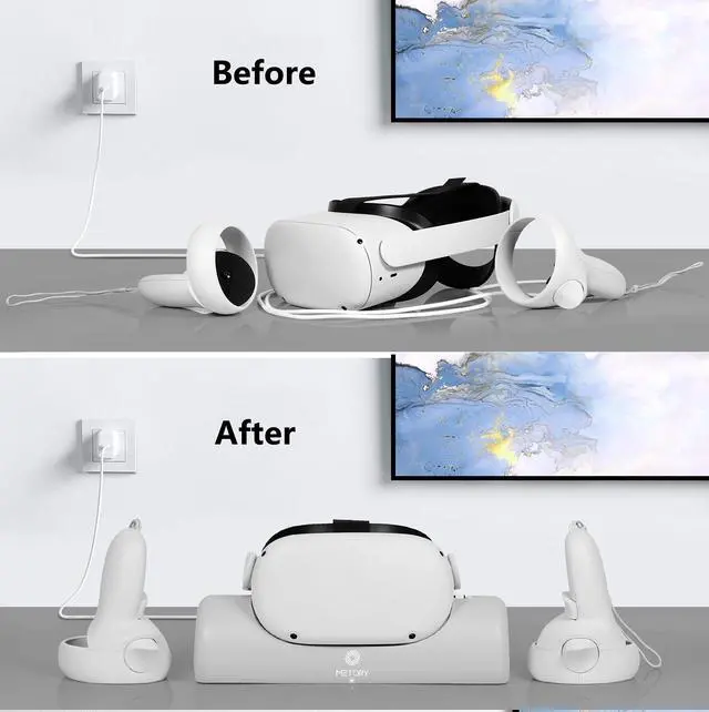 Alt view image 6 of 7 - METORY Charging Dock for Oculus Quest 2, Fast Charging Station with Magnetic Connector & USB C Charging Cable, Oculus Quest 2 Accessories