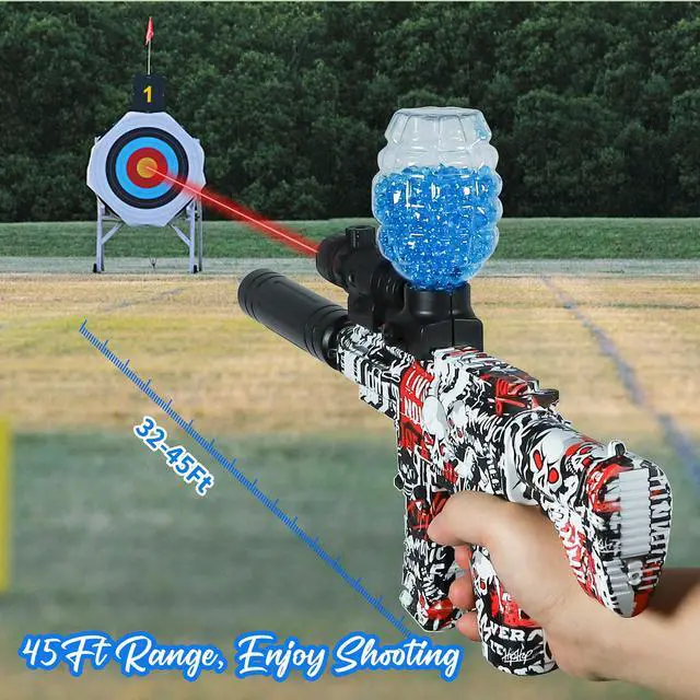 Alt view image 5 of 7 - Rechargeable Electric Gel Blaster for Outdoor Gel Ball Blaster Shooting Team Game with Infrared Indicator and 40000 Water Beads, Ages 12+,M416