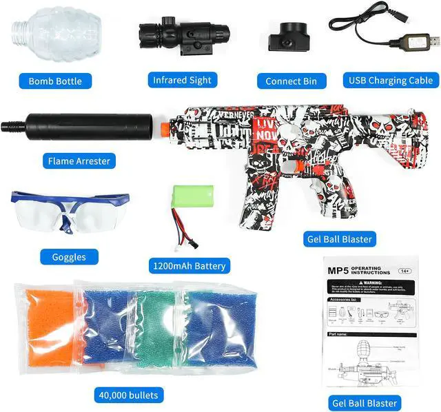 Alt view image 2 of 7 - Rechargeable Electric Gel Blaster for Outdoor Gel Ball Blaster Shooting Team Game with Infrared Indicator and 40000 Water Beads, Ages 12+,M416
