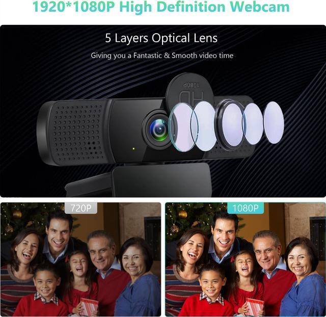 Alt view image 4 of 7 - TROPRO Tw8 Webcam with Microphone, 1080P Full HD Computer Camera for PC with Cover, Expandable Tripod, USB Web Camera with Cover for Video Calls, Streaming, Skype, Zoom, Teleconference