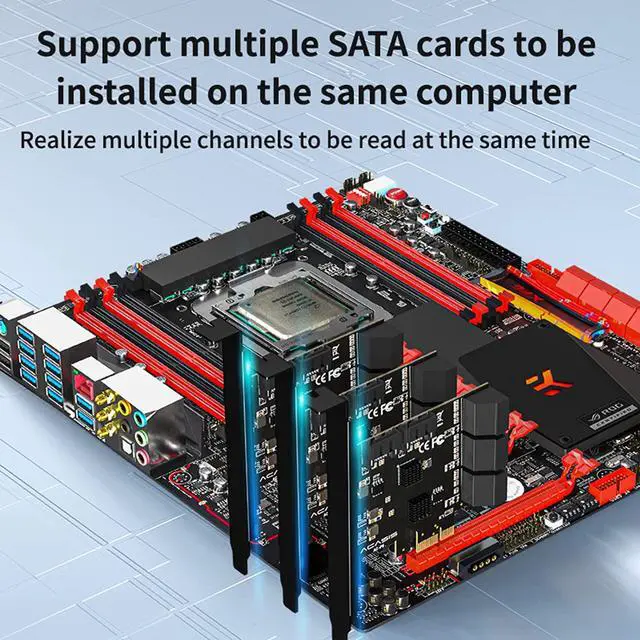 Alt view image 4 of 7 - TROPRO PCIe SATA Card 10 Port with 6 SATA Cables and 2 SATA Power Splitter Cables, SATA Controller Expansion Card with Standard Profile Bracket, 6Gbps PCIe to SATA 3.0 PCI-E X4 Host Controller Card