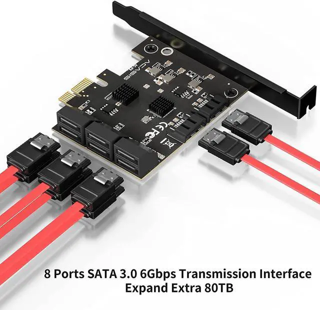 Alt view image 3 of 7 - TROPRO PCIe SATA Card 10 Port with 6 SATA Cables and 2 SATA Power Splitter Cables, SATA Controller Expansion Card with Standard Profile Bracket, 6Gbps PCIe to SATA 3.0 PCI-E X4 Host Controller Card