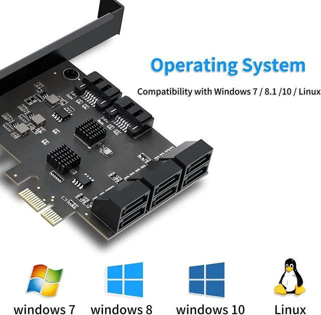 Alt view image 6 of 7 - TROPRO PCIe SATA Card 10 Port with 6 SATA Cables and 2 SATA Power Splitter Cables, SATA Controller Expansion Card with Standard Profile Bracket, 6Gbps PCIe to SATA 3.0 PCI-E X4 Host Controller Card