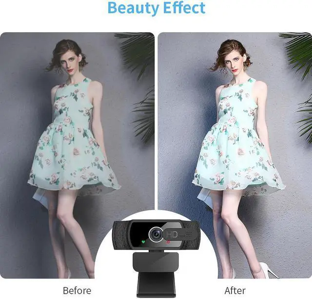 Alt view image 4 of 7 - TROPRO Tw6 Webcam with Microphone, 1080P Full HD Computer Camera for PC with Cover, Expandable Tripod, USB Web Camera with Cover for Video Calls, Streaming, Skype, Zoom, Teleconference Gray / Black