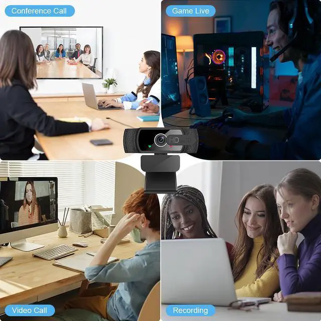 Alt view image 2 of 7 - TROPRO Tw6 Webcam with Microphone, 1080P Full HD Computer Camera for PC with Cover, Expandable Tripod, USB Web Camera with Cover for Video Calls, Streaming, Skype, Zoom, Teleconference Gray / Black