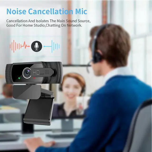 Alt view image 5 of 7 - TROPRO Tw6 Webcam with Microphone, 1080P Full HD Computer Camera for PC with Cover, Expandable Tripod, USB Web Camera with Cover for Video Calls, Streaming, Skype, Zoom, Teleconference Gray / Black