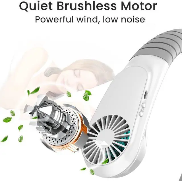 Alt view image 4 of 6 - Personal Cooling Portable Neck Fans,Refrigeration Chip Air Cooler Neck Fan Personal AC Cooling Fan Hands-Free Fan,USB Quiet Portable Fan for Outdoor Sports Commuting (White)