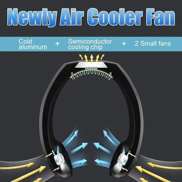 Alt view image 6 of 6 - Personal Cooling Portable Neck Fans,Refrigeration Chip Air Cooler Neck Fan Personal AC Cooling Fan Hands-Free Fan,USB Quiet Portable Fan for Outdoor Sports Commuting (White)