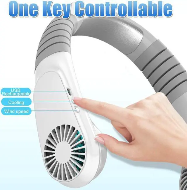 Alt view image 5 of 6 - Personal Cooling Portable Neck Fans,Refrigeration Chip Air Cooler Neck Fan Personal AC Cooling Fan Hands-Free Fan,USB Quiet Portable Fan for Outdoor Sports Commuting (White)