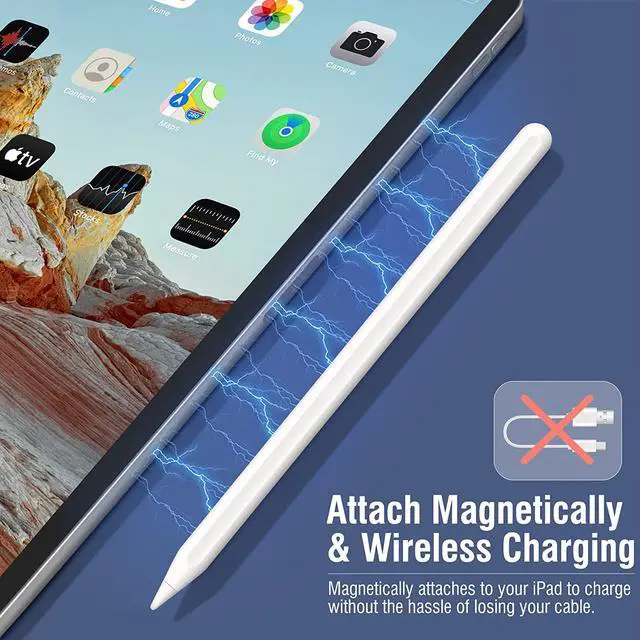 Alt view image 3 of 7 - TROPRO Wireless Charging Stylus Pen for iPad, Active Pencil with Magnetic Adsorption, Compatible with Apple iPad Pro 12.9/11 in, iPad Air 5th/4th Gen, iPad Mini 6th Gen for Precise Writing/Drawing