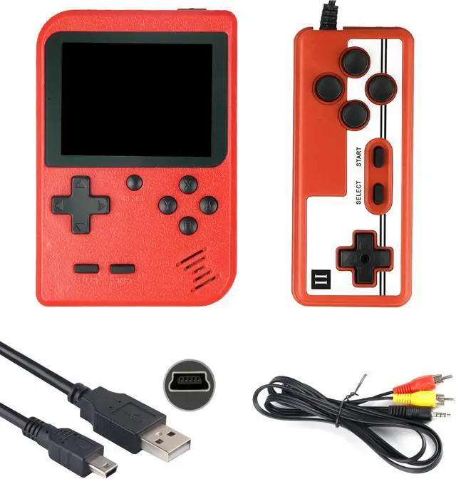 Alt view image 3 of 6 - Handheld Game Console, Portable Retro Video Game Console with 500 Classical FC Games, 3.0-Inches Color Screen, 1020mAh Rechargeable Battery Support for Connecting TV and Two Players Red