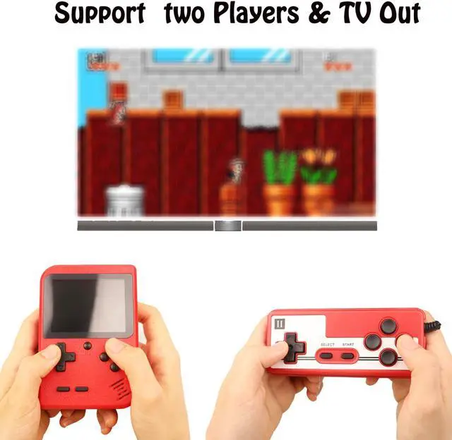 Alt view image 4 of 6 - Handheld Game Console, Portable Retro Video Game Console with 500 Classical FC Games, 3.0-Inches Color Screen, 1020mAh Rechargeable Battery Support for Connecting TV and Two Players Red