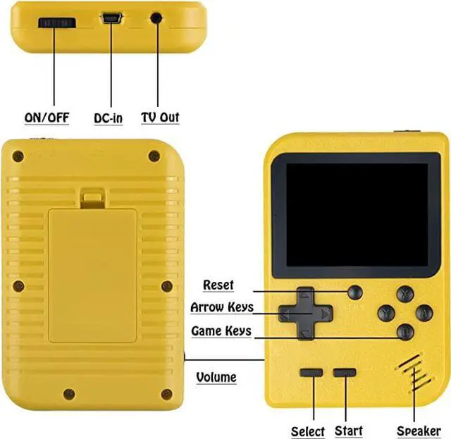 Alt view image 3 of 6 - Handheld Game Console, Portable Retro Video Game Console with 500 Classical FC Games, 3.0-Inches Color Screen, 1020mAh Rechargeable Battery Support for Connecting TV and Two Players