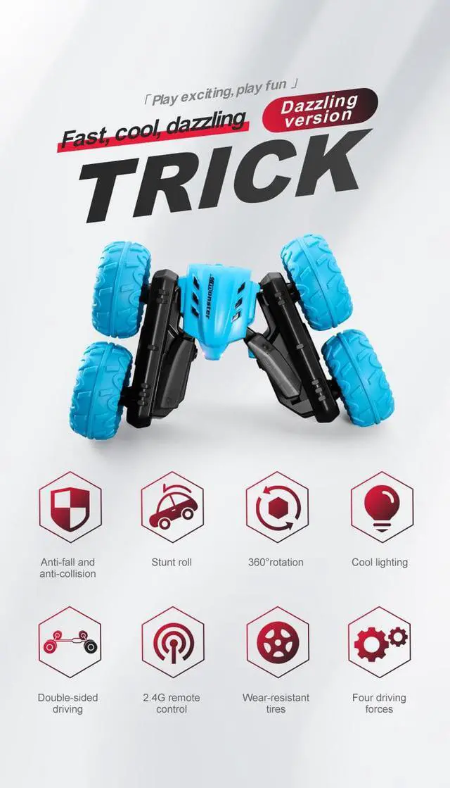 Alt view image 3 of 4 - Hot Wheels Twist Shifter RC, Remote-Control Vehicle with Music and Lights, Performs Stunts, Working Headlights, Rechargeable Remote, Toy for Kids 5 Years Old & Older Blue