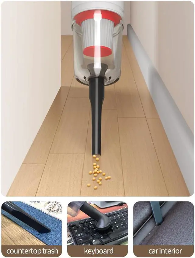 Alt view image 7 of 7 - 4 in 1 Cordless Stick Vacuum Cleaner Handheld Wet Dry For Home Car Carpet Floor &  Pillows Quilts mite removal White Not with Mite Removcal