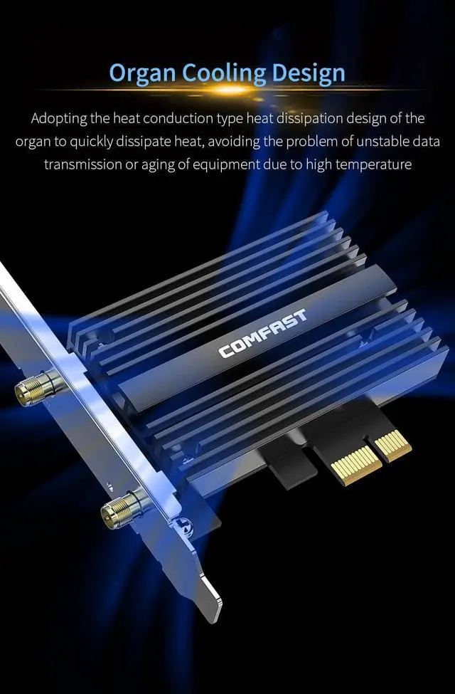 Alt view image 5 of 7 - TROPRO PCIe WiFi 6 Card Bluetooth 5.1 AX 3000 Mbps AX200 Dual Band 5.GHz/2.4GHz PCI-E Wireless WiFi Network Adapter Card for Desktop Windows 10 64-bit