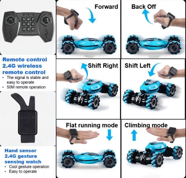 2023 New Gesture Sensing RC Stunt Car with Light & Music, Remote Control  Gesture Sensor Car, Off Road Vehicle, 2.4GHz RC Stunt Car Double Sided 360°  Rotating Toy Cars for Kids Boys