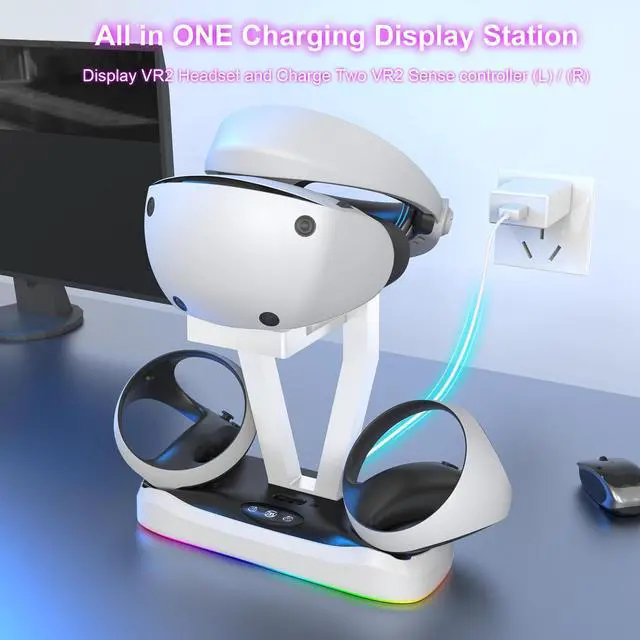 Alt view image 4 of 7 - Charging Dock for PS5 VR2 Controller, Fast Charger Station with 2 Rechargeable Port, Magnetic Charging Base with LED Indicator for PS VR2 Accessories