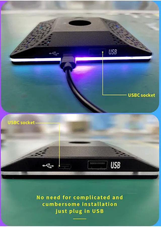 Alt view image 7 of 7 - RGB Gaming Headphone Stand Dual USB Port Touch Control Desk Gaming Headset Holder