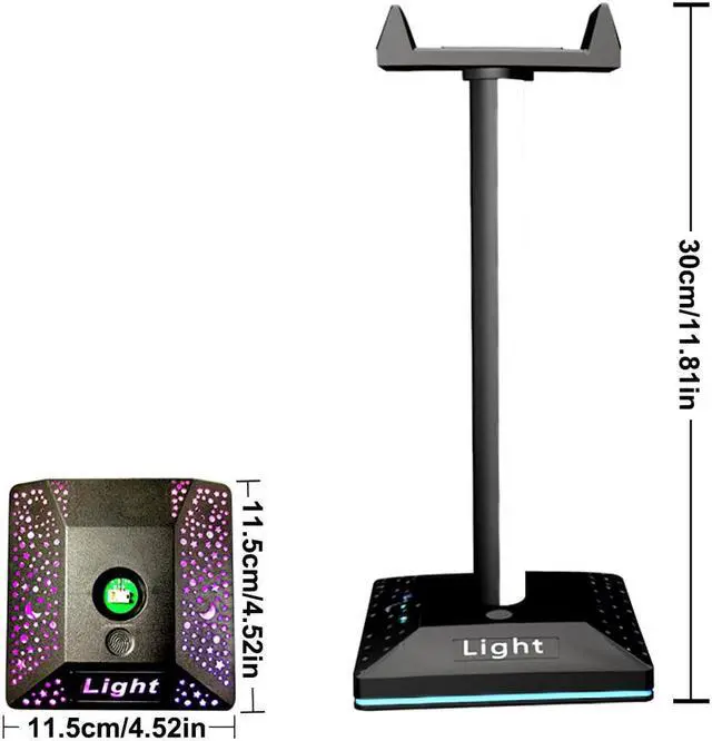 Alt view image 2 of 7 - RGB Gaming Headphone Stand Dual USB Port Touch Control Desk Gaming Headset Holder